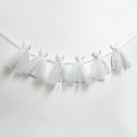 Bridal Shower Banner Garland with Tulle Dresses - Wedding Decoration for Bride to Be Chair Sign, Backdrop, and Engagement Party Table Decor