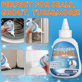 Vigorder Mold Stain Cleaner Gel, 8 FL oz Heavy-Duty Household Cleaner for Washing Machine Gasket, Shower Caulk, Bathroom Grout & Front Loader Seal