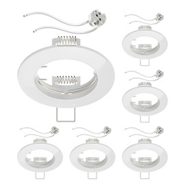ledscom.de Circ Ceiling Mounting Frame Aluminium Mounting Frame White (LED/Halogen/MR16/50 mm) Including GU5.3 Socket Pack of 6