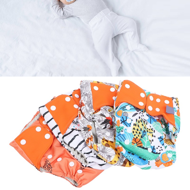 4 Packs Washable Baby Diapers Breathable Mesh Baby Cloth Nappy