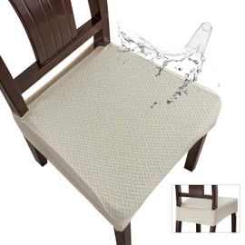 Genina Waterproof Seat Covers for Dining Room Chair Covers Waterproof Dining Chair Covers (2 PCS-Rear-Covered, Beige)