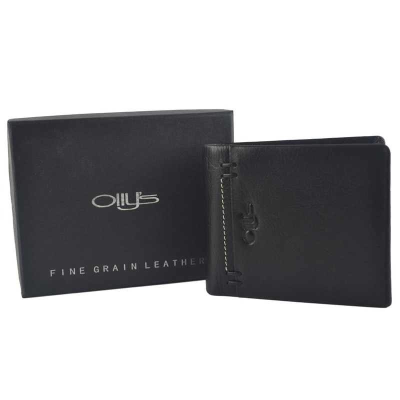 Mens Fine Grain Leather Bi-Fold Wallet by OLLY's; Jack Collection
