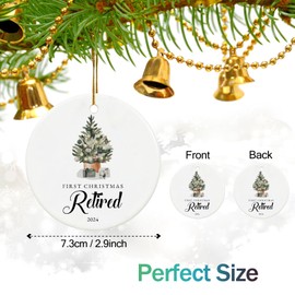Retirement Christmas Ornament 2024, Retirement Gifts for Women 2024 Coworker, Ceramic Keepsake First Christmas Retired Ornament 2024 with Ribbon and Box