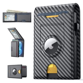 MICHIC Wallet for Men, Mens Wallet with AirTag Holder Magnetic Pop Up Card Holder Smart RFID Blocking Slim Leather Cash Slots ID Windows Minimalist Wallets (No Air tag Included)