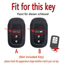 HIBEYO Keyless Car Key Case Suitable for Honda CR-V HR-V Pilot Civic Aaccord VEZEL HEV RV3 RV4 RV5 RV6 Leather Key Case Protective Remote Key Ring Accessories 3-B Blue
