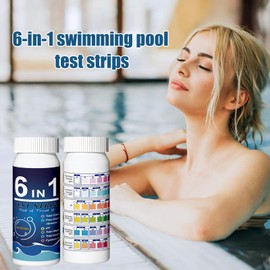 Pool Test Strips - Saltwater Tester,6-in-1 Accurate Water Test Strips for Pool, Saltwater, Pond, Fountain, Hot Tub, Freshwater, Home