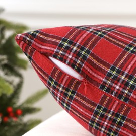 JOTOM Set of 2 Classic Plaids Cushion Covers 60x60 cm Christmas Scottish Tartan Plaid Soft Solid Decorative Throw Pillow Covers Home Decor Outdoor Cushion Case for Sofa Bedroom (Red Black)