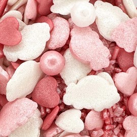 Sprinkletti - Candy Floss - 100g. This pretty mix of pink and white sprinkles includes glimmer shapes, pearls & sprinkles & is ideal for all your cakes & bakes. (Candy Floss)