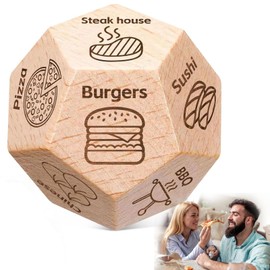 vecora Wooden Food Decision Dice,Food Dice for Her Him Couples Gift Ideas Food Decision Dice Games,Date Night Christmas Valentines Birthday for Boyfriend Girlfriend