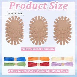 FREEBLOSS 12 Set Basket Making Kit Creative Raffia Basket with Instruction Easter Basket Making Kit Basket Weaving Supplies for Adults Creative Woven Bowl Kits for Easter Activities 8 * 8'' Template