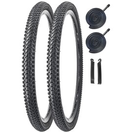 2 Pack Bike Tire 24 X 1.95 Inch Folding Replacement Bike Tire with 32mm Schrader Valve TubesTire Levers Foldable Bead Wire Bicycle Tire for Mountain Bike (24 X 1.95 2 Tires 2 Tubes 2 Tire Levers)