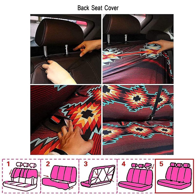 Howilath Sea Tuetle Hibiscus Flower Front and Rear Seat Covers