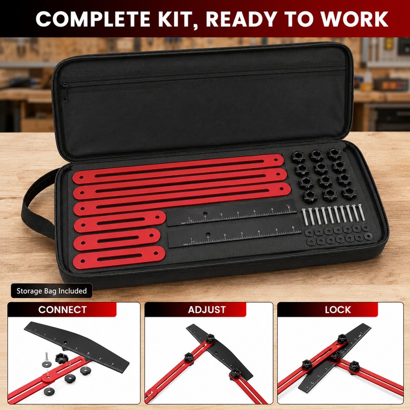 Adjustable Stair Tread Template Tool for Precise Cuts – 10.2–60