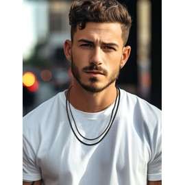 U7 Black Leather Necklace Cord With Clasp 24inch Men Women Rope Necklaces 2mm