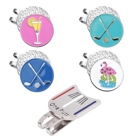 5Pcs Golf Ball Markers with Metal Magnetic Hat Clips, Funny Golf Tool Accessories, Golf Ball Markers Holder Men Women Golfer Present, Value Gift Set for Men Dad Husband Women Ladies Golfer Fan