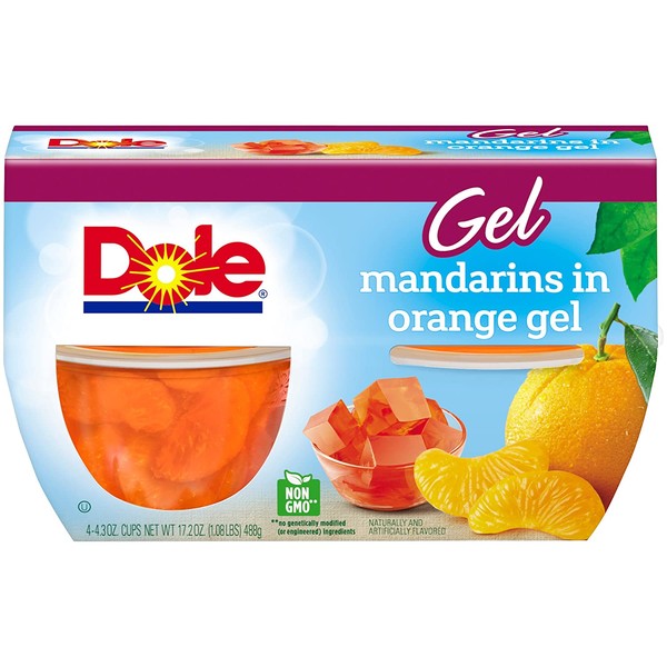 DOLE FRUIT BOWLS Mandarins In Orange Gel, 4 Cups (6 Pack)