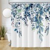 Shower Curtain, Eucalyptus Blue, Uiiooazy Shower Curtain, Green Leaves, Flowers,