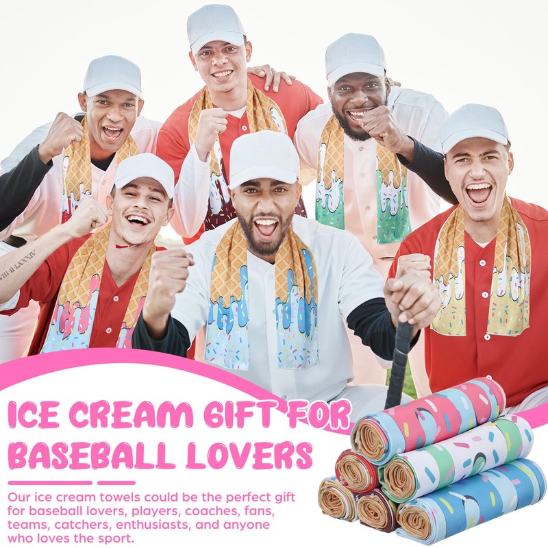 Tegeme 12 Pcs Ice Cream Drip Baseball Cooling Towels, 47"x12"