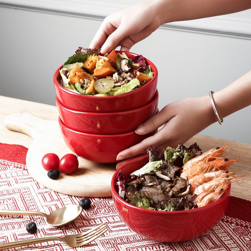 vicrays Ceramic Cereal Bowls Set - Porcelain 26 Ounce Soup