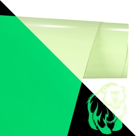 Glow in The Dark Heat Transfer Vinyl, 12" × 10ft Reflective Vinyl, Iron on Vinyl Rolls for DIY t-Shirts and Fabrics (Glow in The Dark - Light Green, 12 in x 5 ft)