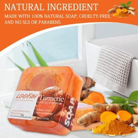 Turmeric Soap Natural Turmeric Soap Bar Handmade Organic Turmeric Soap Kojic Acid Soap Moisturises, Anti-Freckles, Blackhead Remover, Smooth Skin Acne Soap for Face and Body