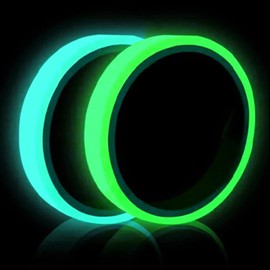 WUDQIJI Fluorescent Tape 10 m x 10 mm 2 Rolls Phosphorus Marking Tape Luminous Tape Waterproof Luminous Tape Warning Tape Afterglow for Safety Signs Signals (Green, Blue)