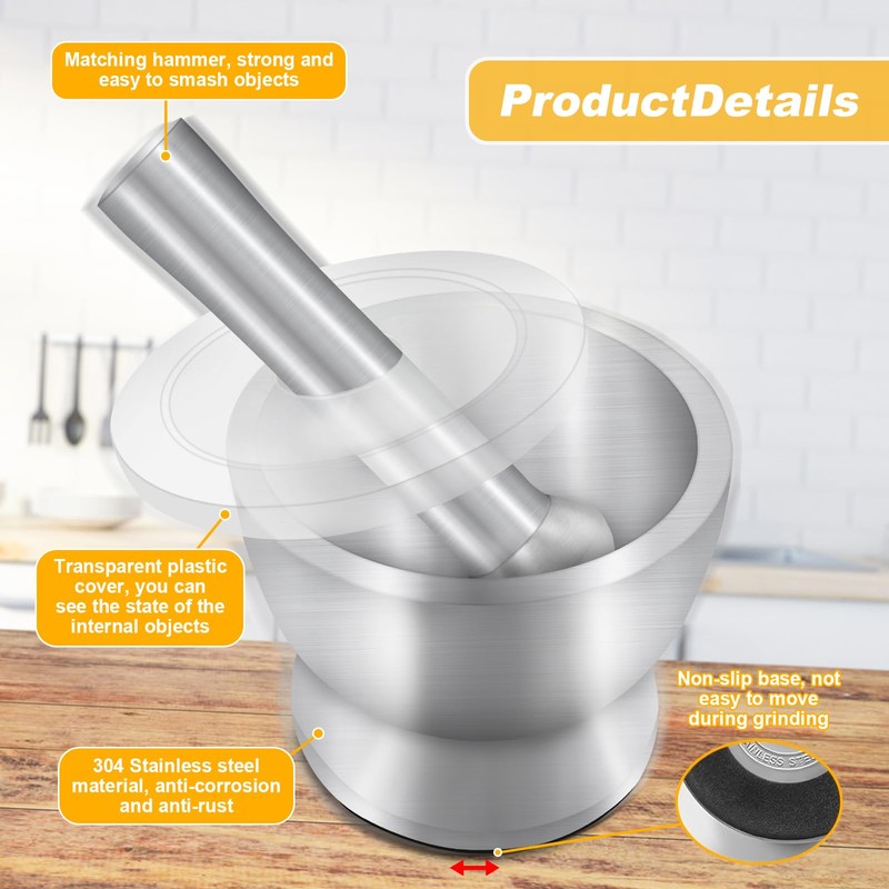 Xpieoyrm 304 Stainless Steel Mortar with Pestle
