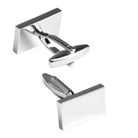 Silver Rectangle Cufflinks for Men, 1 Pair Classic Cufflinks Buttons Cufflinks Mens 360 Rotation Tuxedo Shirt Cuff Links Metal Geometric Shape Cufflink for Wedding Formal Business Christmas Present