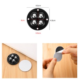 4 PCS White Mini Self Adhesive Caster Wheels - Sliding Universal Stick Small Adhesive Wheels - for Coffee Table-Coffee Maker-Luggage-Furniture（ with 4 Stainless Steel Rolling Balls）