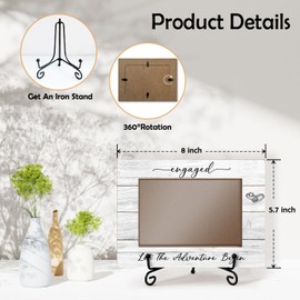 yutogan Engagement Couple Picture Frame, Engaged Engagement Gifts For Newlyweds Couple, Table Decor Wooden Wedding Engaged Photo Frame 4x6-TJ16