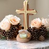 Tea Light Holder with Cross Beechwood in Modern Style