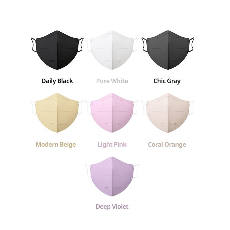 SAFEAIR Plus Toneup Mask KF94 40ea, Color:Pure white