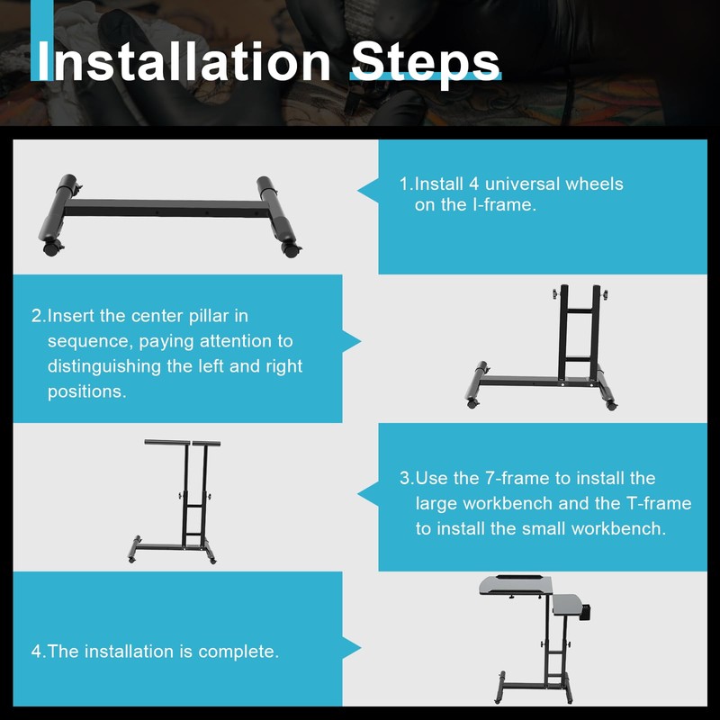 KONKENIE Portable Mobile Tattoo Work Station Arm Rest Stand Tattoo