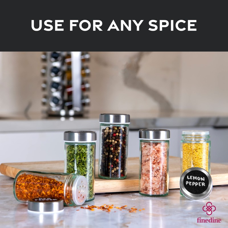 FineDine: Stainless steel round spice rack 16 Pack