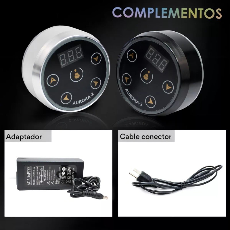 Aurora Pedal automático estético Aurora 2 Tattoo, color negro, fuente