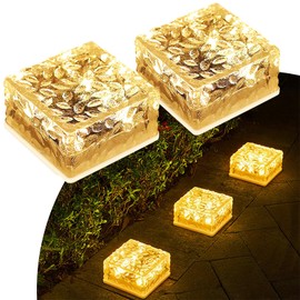 MEDOYOH Set of 2 Solar Paving Stones Outdoor Light, 10 x 10 x 5 cm, Warm White Light, On/Off Light Sensor, Path Lighting, Waterproof Floor Spotlight, Solar for Patio, Garden, Yard, Path, Patio