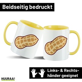 Huuraa Keramiktasse Erdnuss Comic Geschenk 330ml Gelb Erdnuss Überraschung