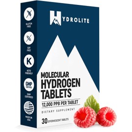 HydroLite Molecular Hydrogen Tablets for Drinking Water with Magnesium | Highest Concentration H2 12,000 PPB | Energy Booster, Enhance Performance & Recovery | Made in USA, 30 Tablets (Raspberry)