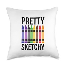 Pretty Sketchy Fun Art Lover Colored Pencils Artist Throw Pillow