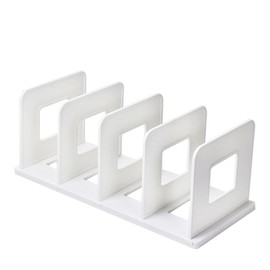 Lemical Desk Detachable Bookend File Holder File Sorter 4 Compartments Book Divider Magazine Organiser Documents Organizer Heavy Duty Bookshelf Cookbook Storage Holder for Home Kitchen Office White