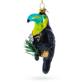 Colorful Toucan Bird Blown Glass Christmas Ornament