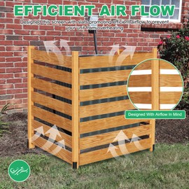 DoCred Air Conditioner Fence, 3-Panel Pool Equipment Enclosure, 36" W x 36" H Privacy Screens Fence Panels with Metal Stakes, Wood Trash Can Fence Privacy Fence Panels for Outside