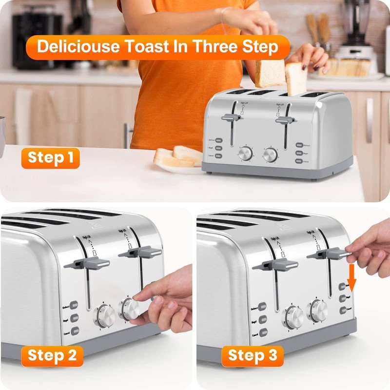 Toaster 4 Slice Retro Stainless Steel,Best Prime 4 Slice Toaster