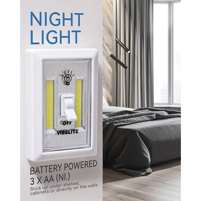 VIBELITE Closet Light, Battery Operated Switch Light, Tap Light, Touch,