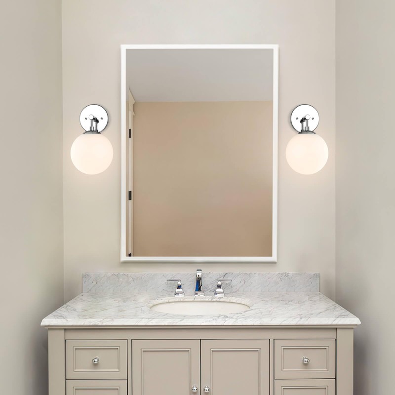 XiNBEi Lighting Globe Wall Sconce Modern 1 Light Chrome Sconce