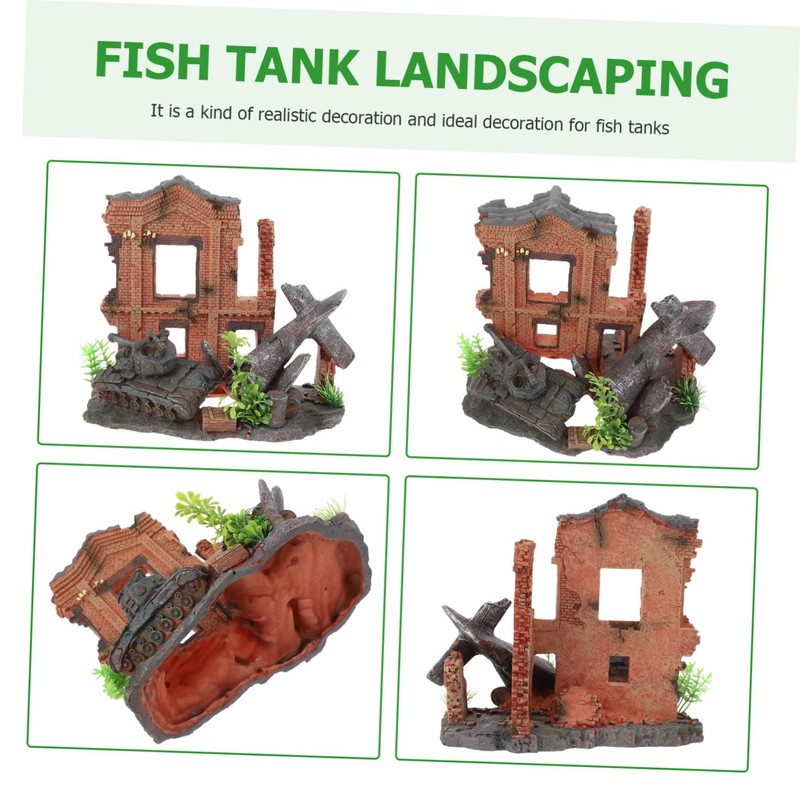 Sosoport 1pc Resin Craft Fish Tank Landscape Supply Decorative Wreckage