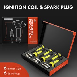 A-Premium (Red) Set of 12 Ignition Coil Pack and Iridium Spark Plugs Compatible with Ford Escape 2009, Fusion 2006-2012 & Lincoln Zephyr 2006 & Mercury Mariner 2009-2011, Milan 2007-2009, 3.0L