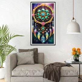 DPHERO DIY Dream Catcher Diamond Painting Kits Pictures for Adults Beginners, 5D Mandala Diamond Painting Set, DIY Round Stones Feather Diamond Art Kits, Diamond Art for Home Decor 40 x 70 cm