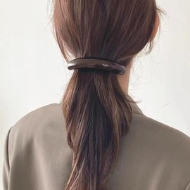 3.7 Inches Skinny Curved Tortoise Shell Hair Barrettes for Thick Hair Acrylic French Barrettes Chic Ponytail Hair Clips for Styling Long Hair,2pcs (Dark Brown)