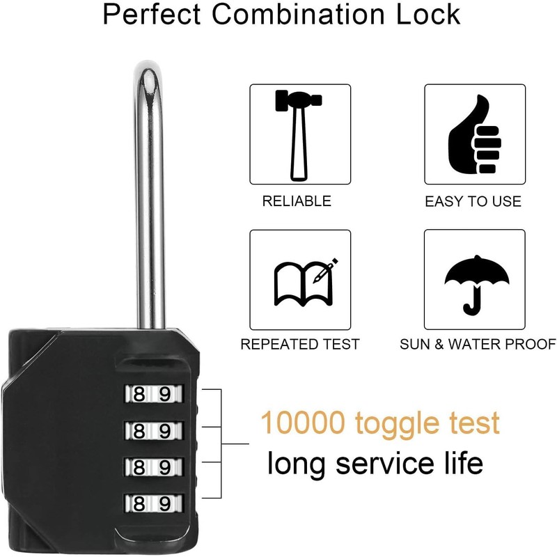 DAYGOS Combination Lock Padlock, 4 Digit Long Shackle Lock with